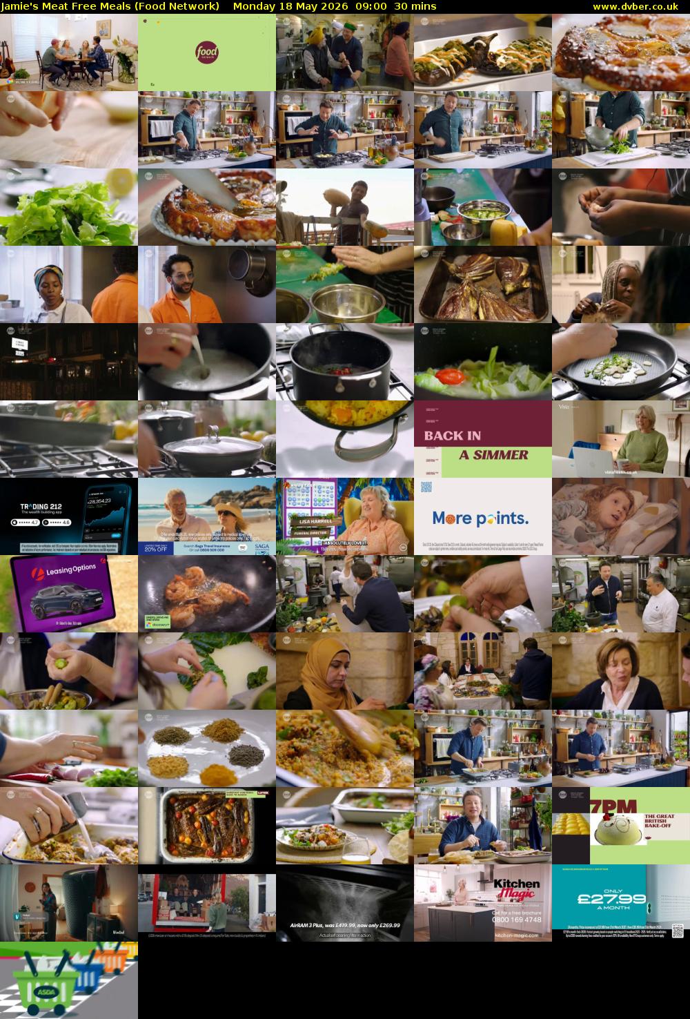 Jamie's Meat Free Meals (Food Network) Monday 18 May 2026 09:00 - 09:30