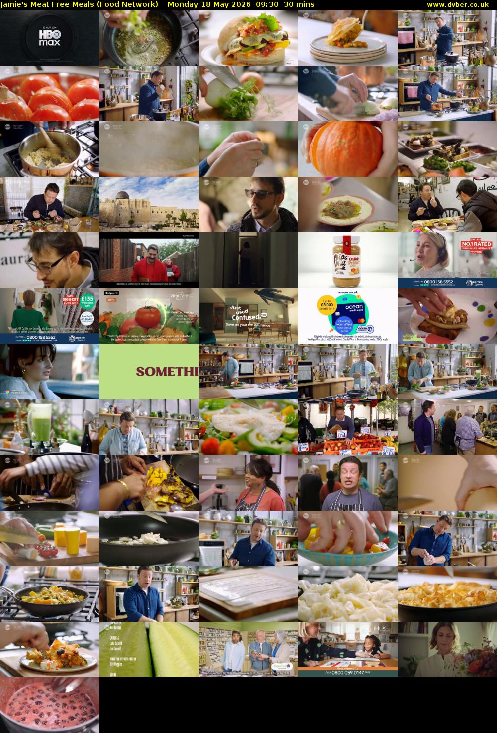 Jamie's Meat Free Meals (Food Network) Monday 18 May 2026 09:30 - 10:00