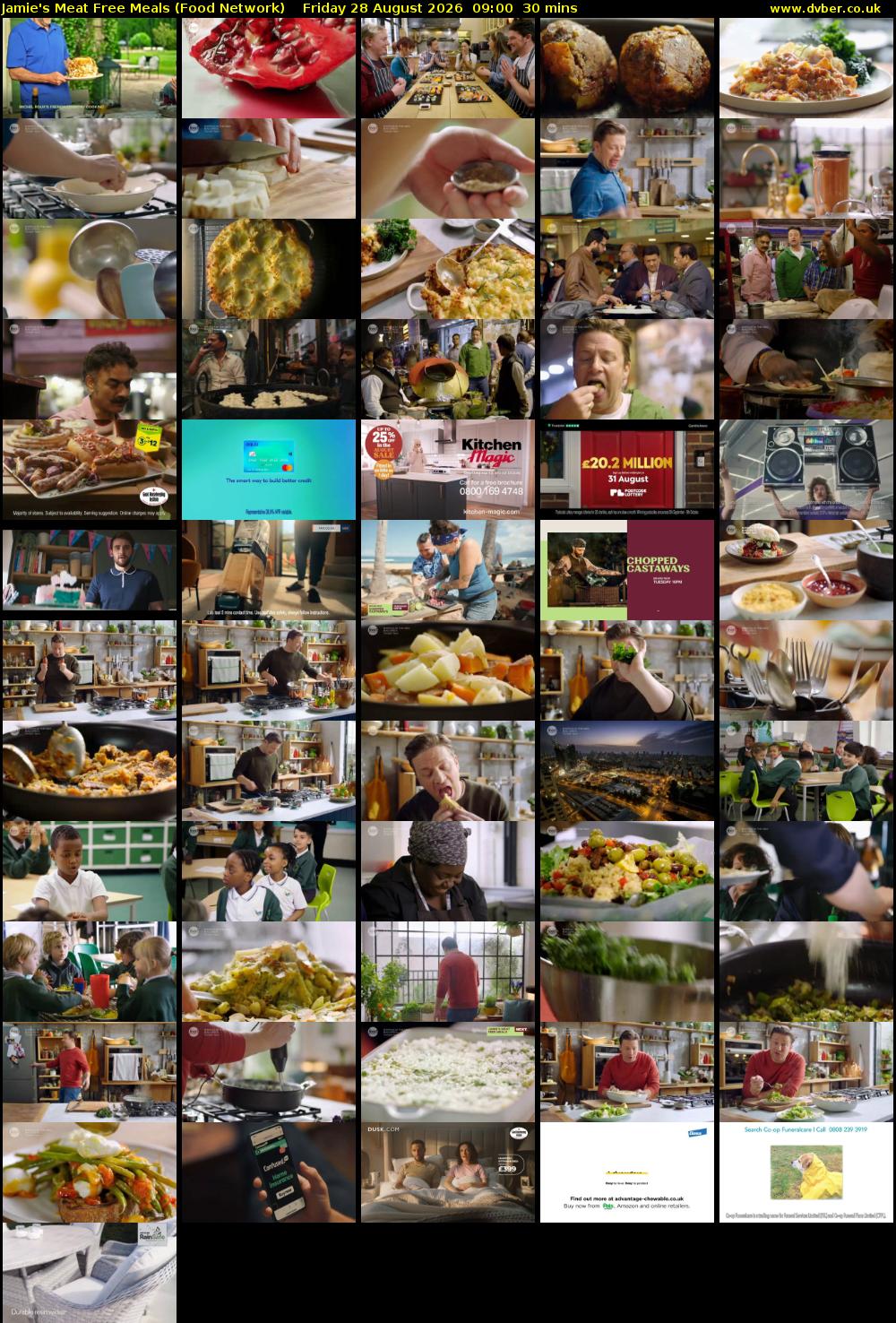 Jamie's Meat Free Meals (Food Network) Friday 28 August 2026 09:00 - 09:30
