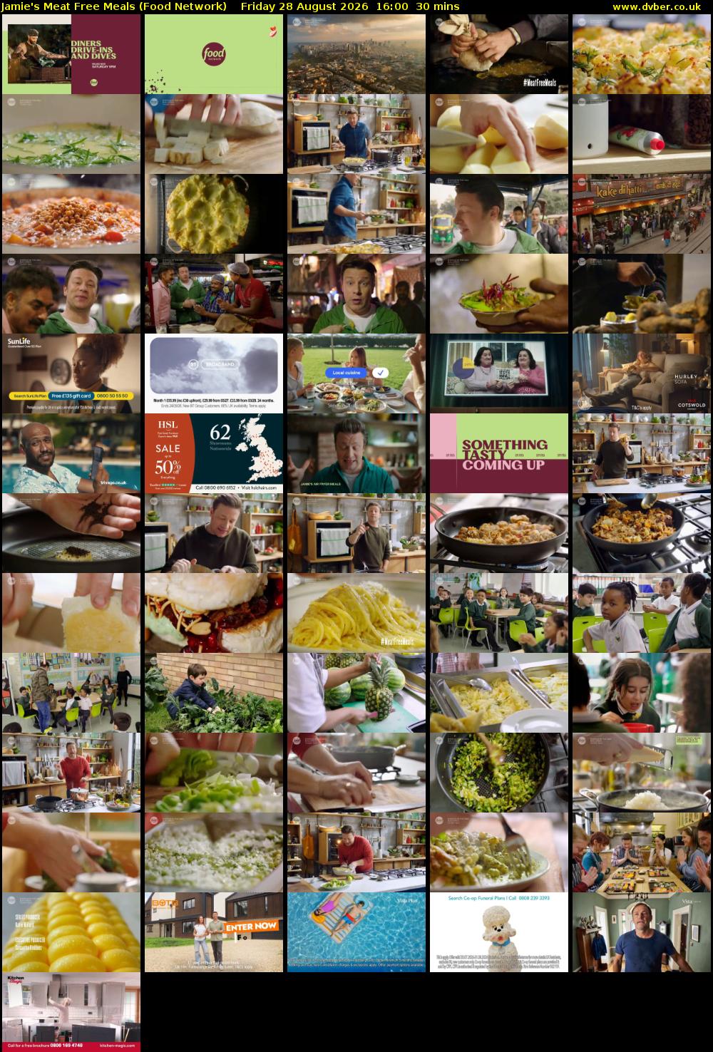 Jamie's Meat Free Meals (Food Network) Friday 28 August 2026 16:00 - 16:30