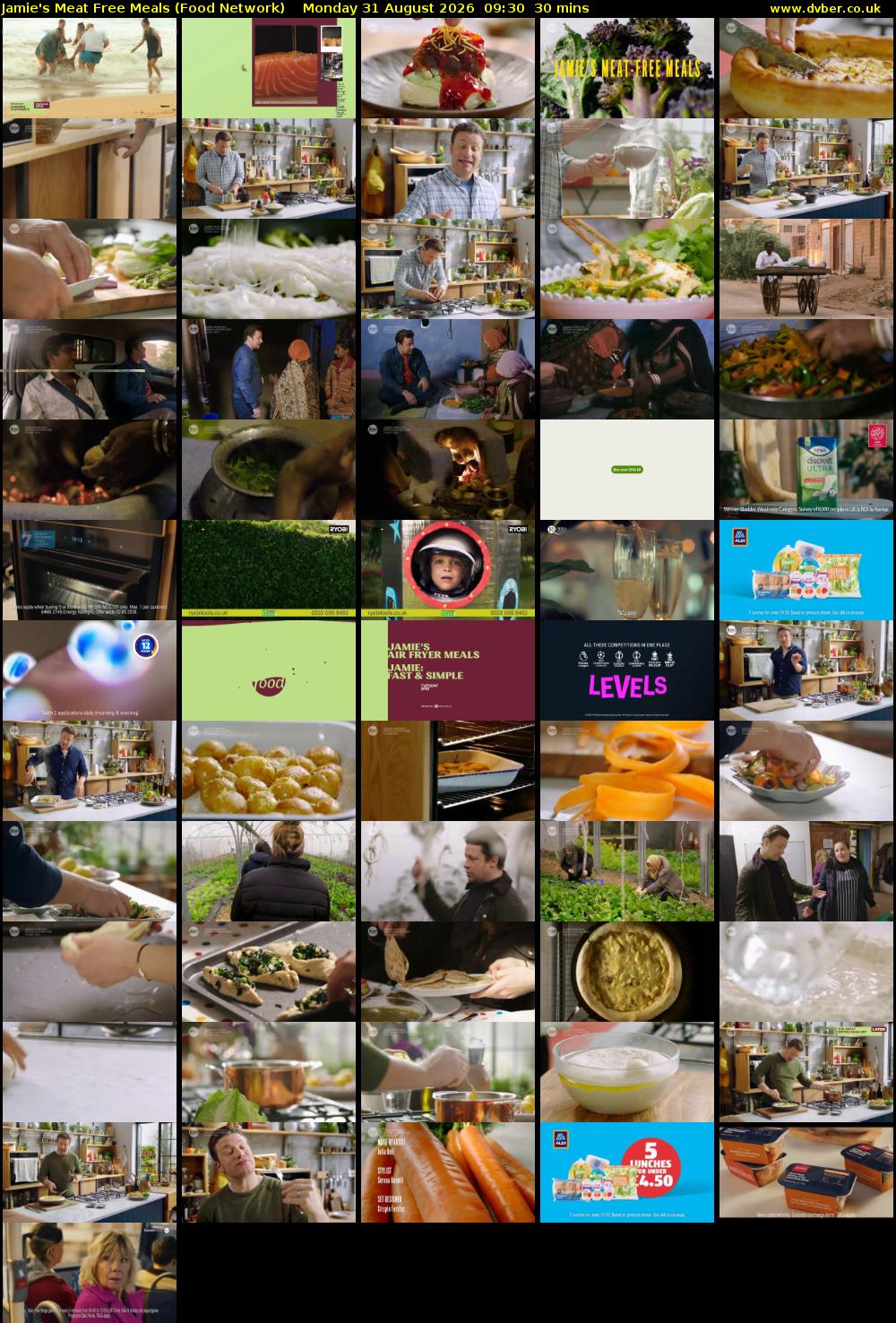 Jamie's Meat Free Meals (Food Network) Monday 31 August 2026 09:30 - 10:00