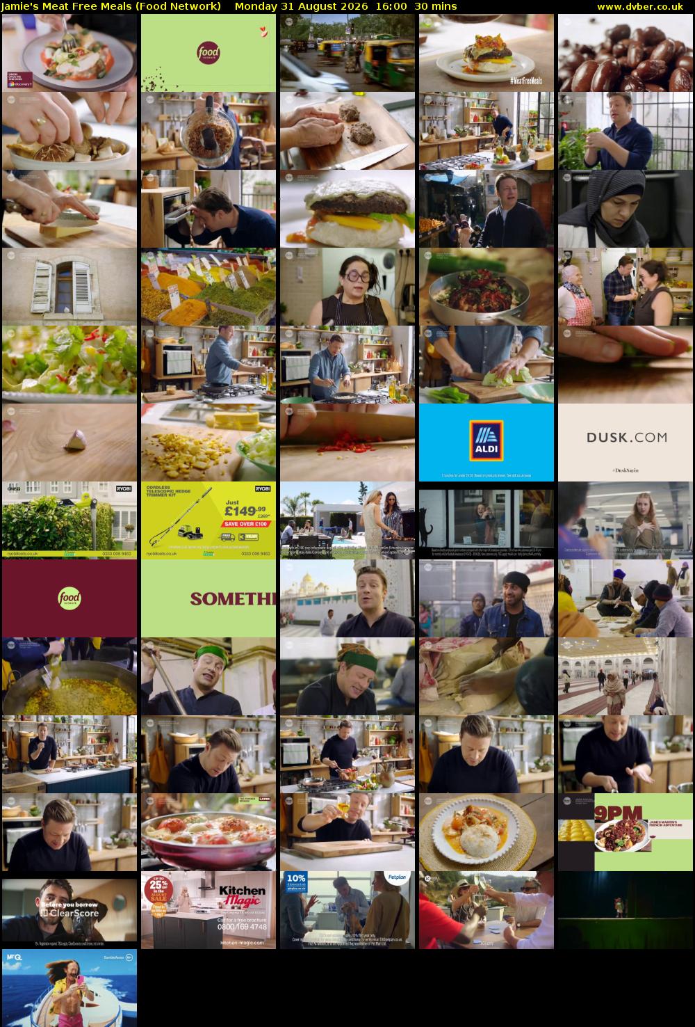 Jamie's Meat Free Meals (Food Network) Monday 31 August 2026 16:00 - 16:30