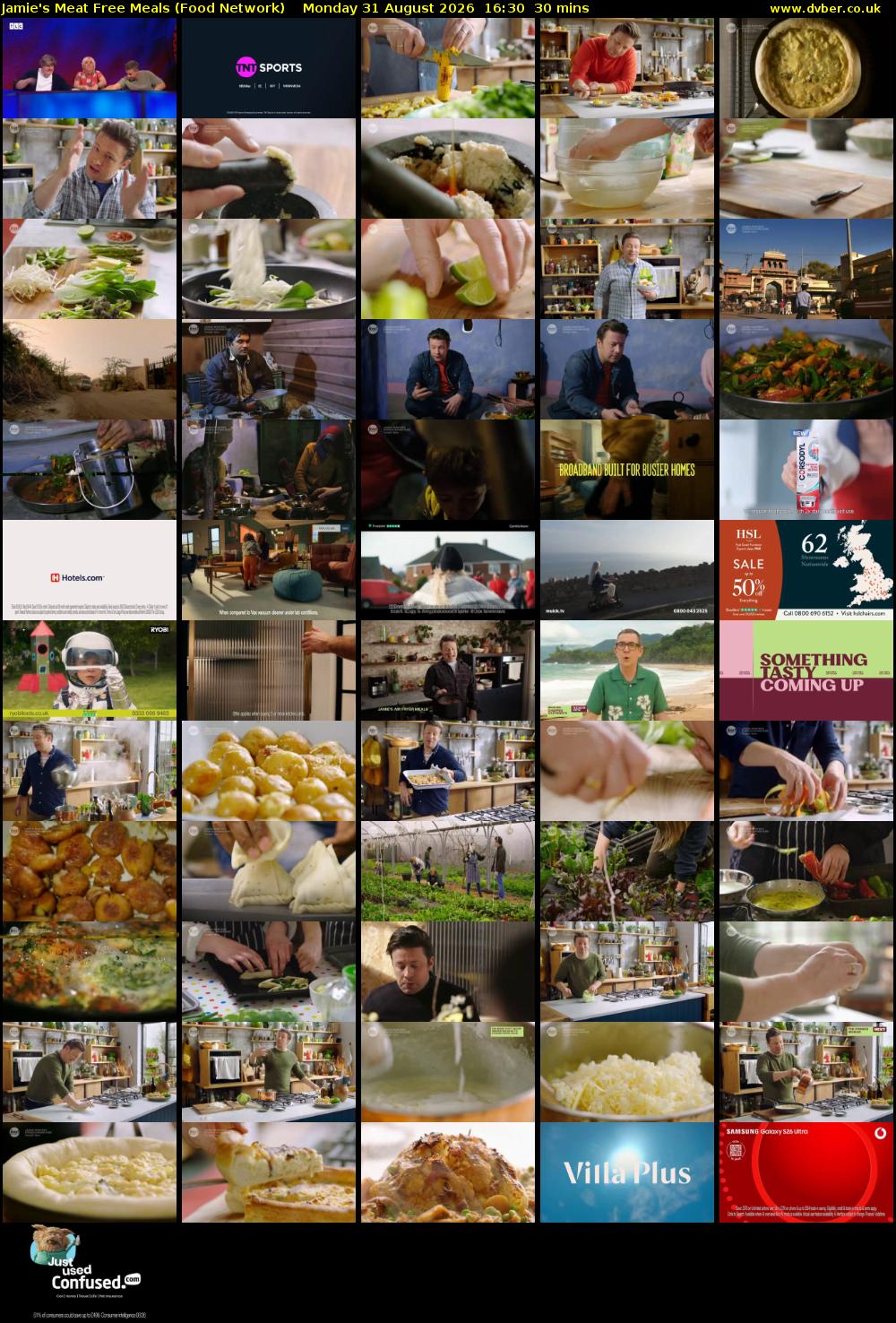 Jamie's Meat Free Meals (Food Network) Monday 31 August 2026 16:30 - 17:00