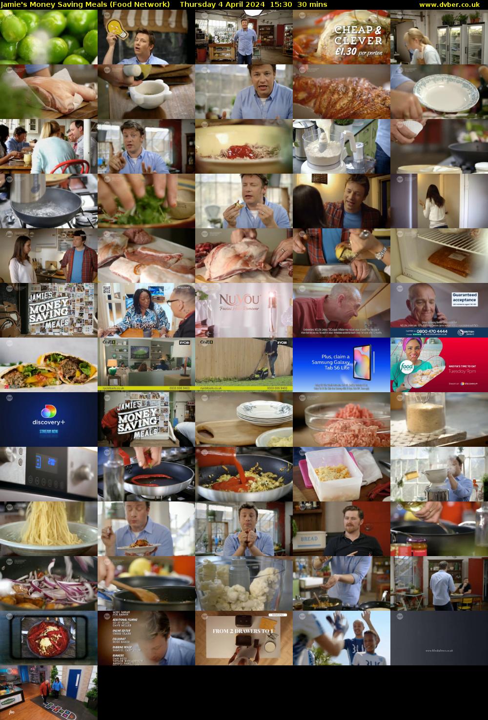 Jamie's Money Saving Meals (Food Network) Thursday 4 April 2024 15:30 - 16:00