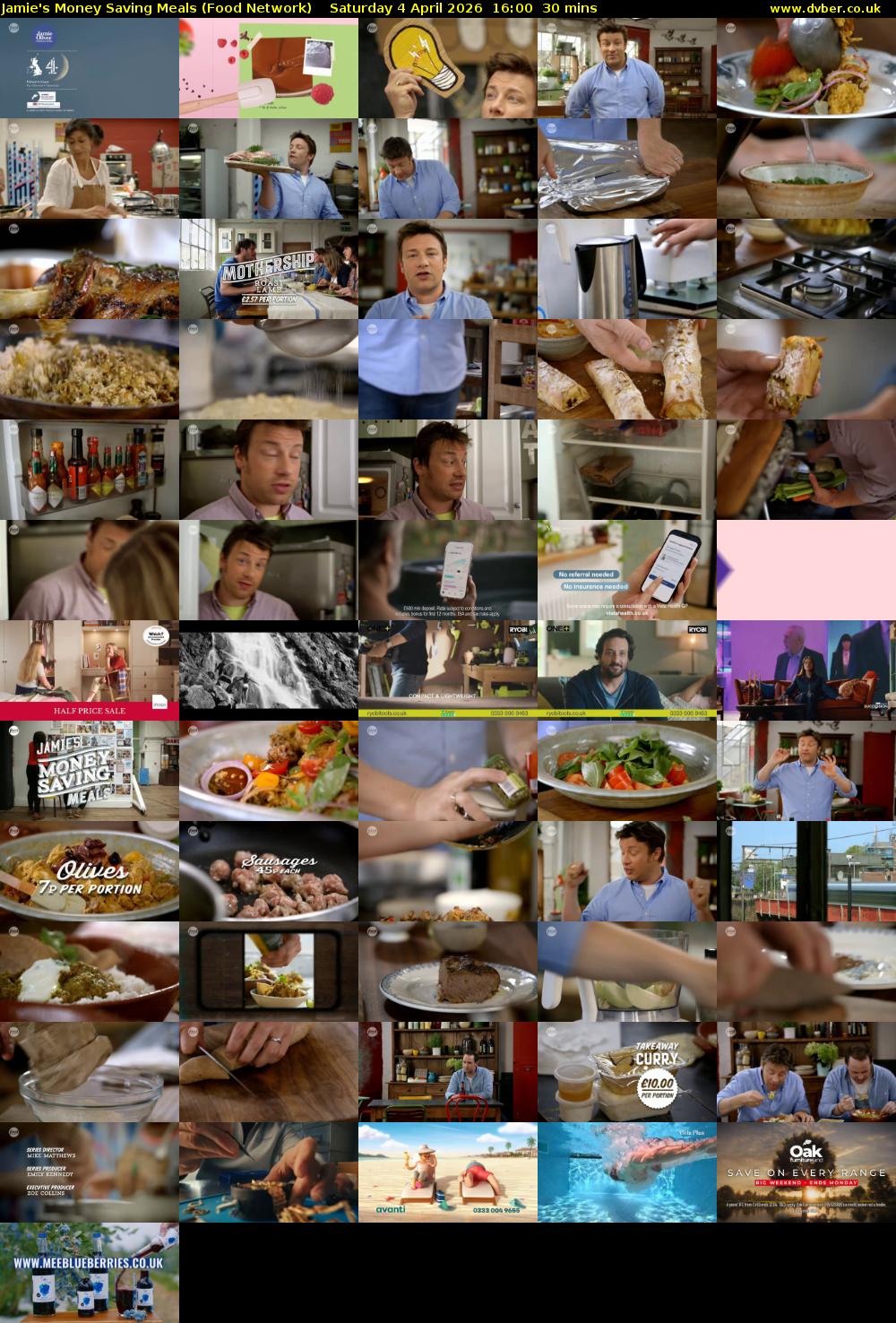 Jamie's Money Saving Meals (Food Network) Saturday 4 April 2026 16:00 - 16:30