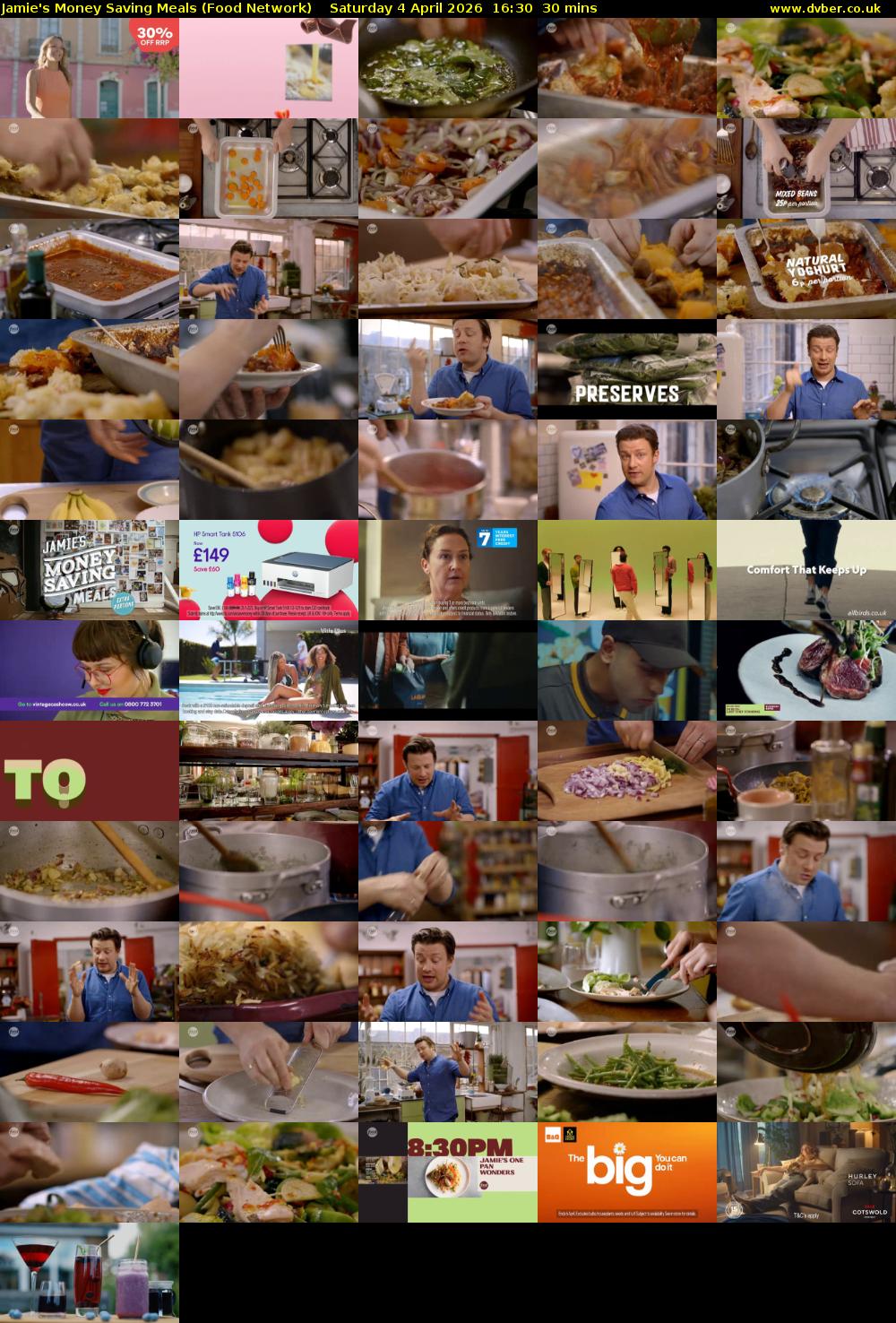 Jamie's Money Saving Meals (Food Network) Saturday 4 April 2026 16:30 - 17:00