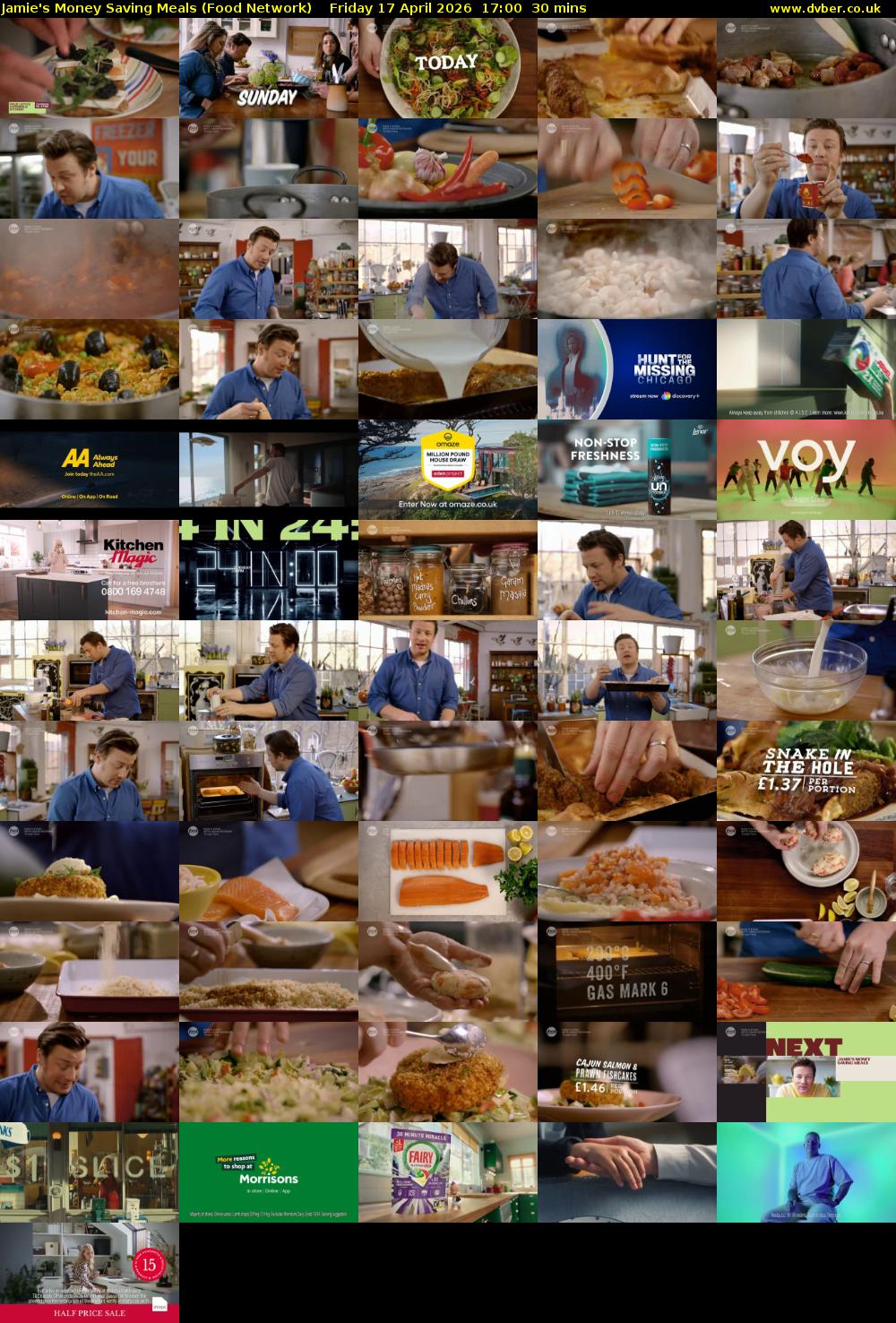 Jamie's Money Saving Meals (Food Network) Friday 17 April 2026 17:00 - 17:30