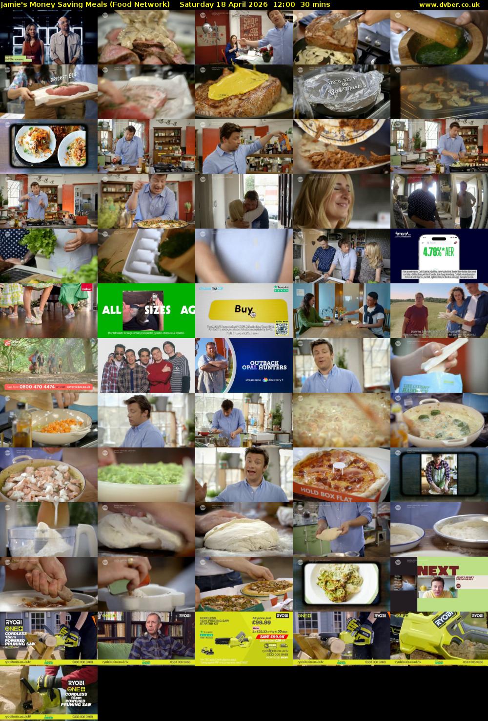 Jamie's Money Saving Meals (Food Network) Saturday 18 April 2026 12:00 - 12:30