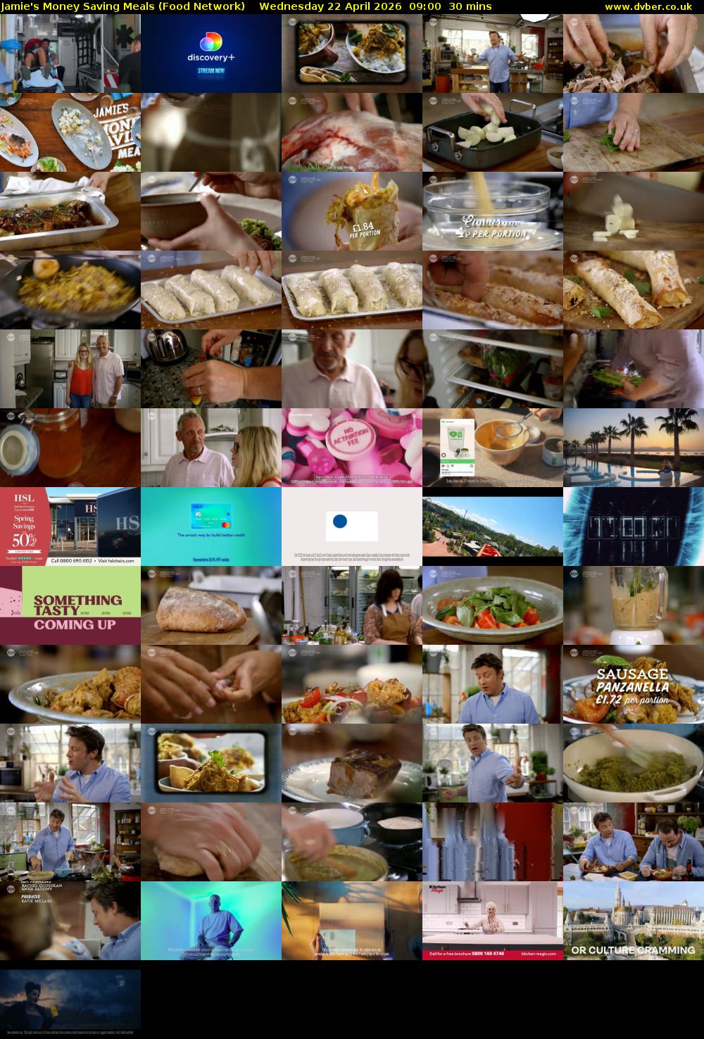Jamie's Money Saving Meals (Food Network) Wednesday 22 April 2026 09:00 - 09:30