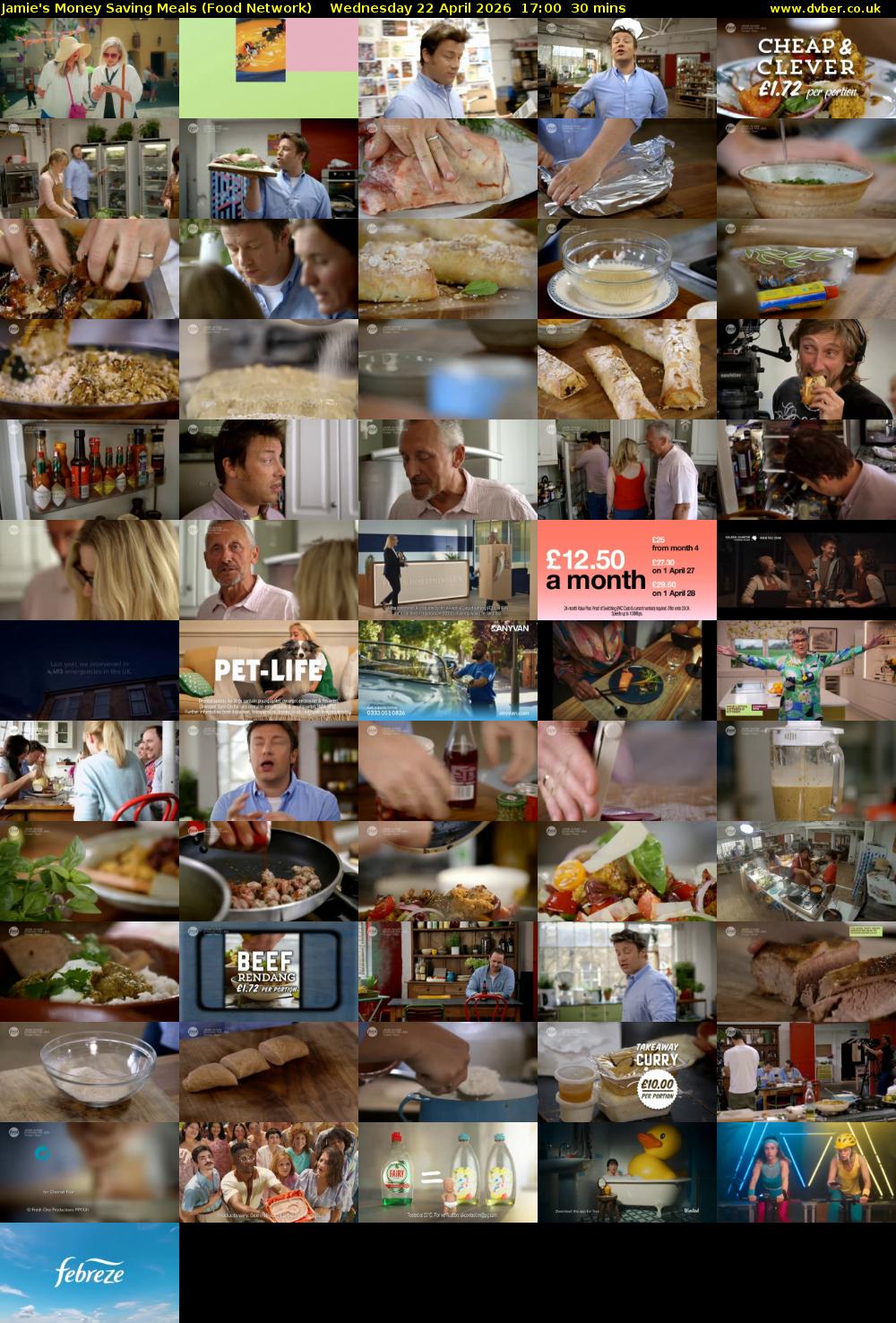 Jamie's Money Saving Meals (Food Network) Wednesday 22 April 2026 17:00 - 17:30