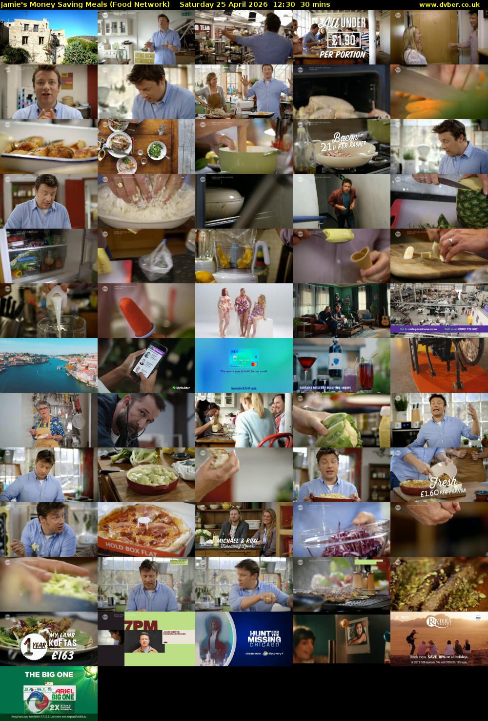 Jamie's Money Saving Meals (Food Network) Saturday 25 April 2026 12:30 - 13:00