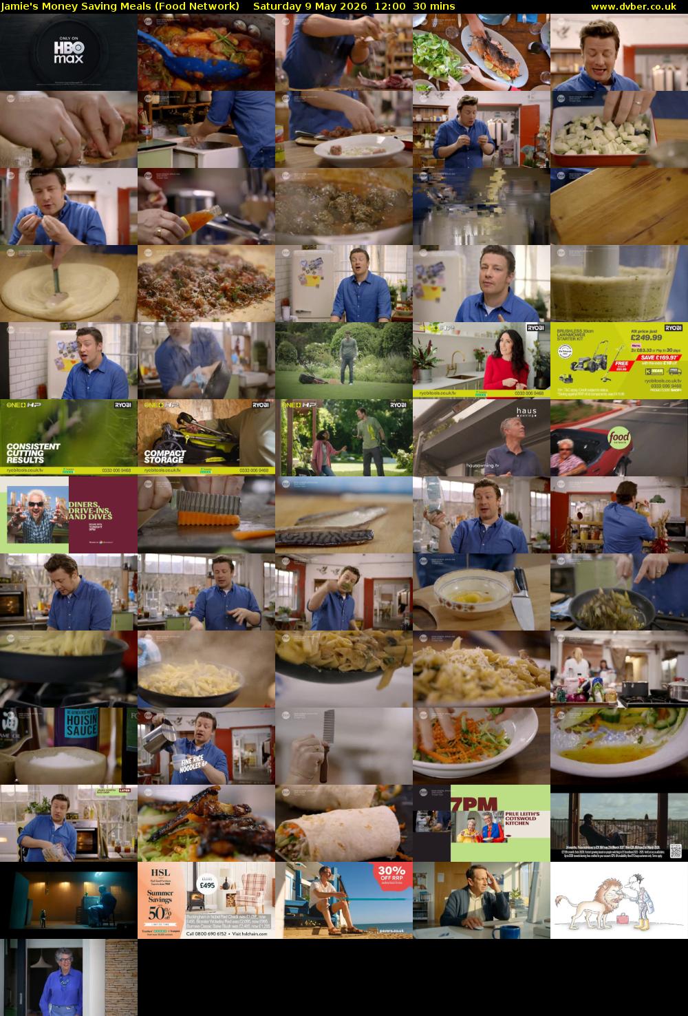 Jamie's Money Saving Meals (Food Network) Saturday 9 May 2026 12:00 - 12:30