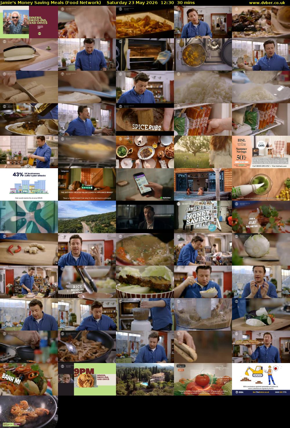 Jamie's Money Saving Meals (Food Network) Saturday 23 May 2026 12:30 - 13:00