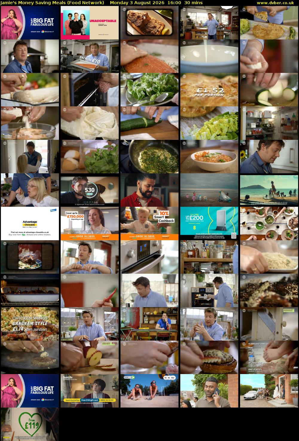 Jamie's Money Saving Meals (Food Network) Monday 3 August 2026 16:00 - 16:30