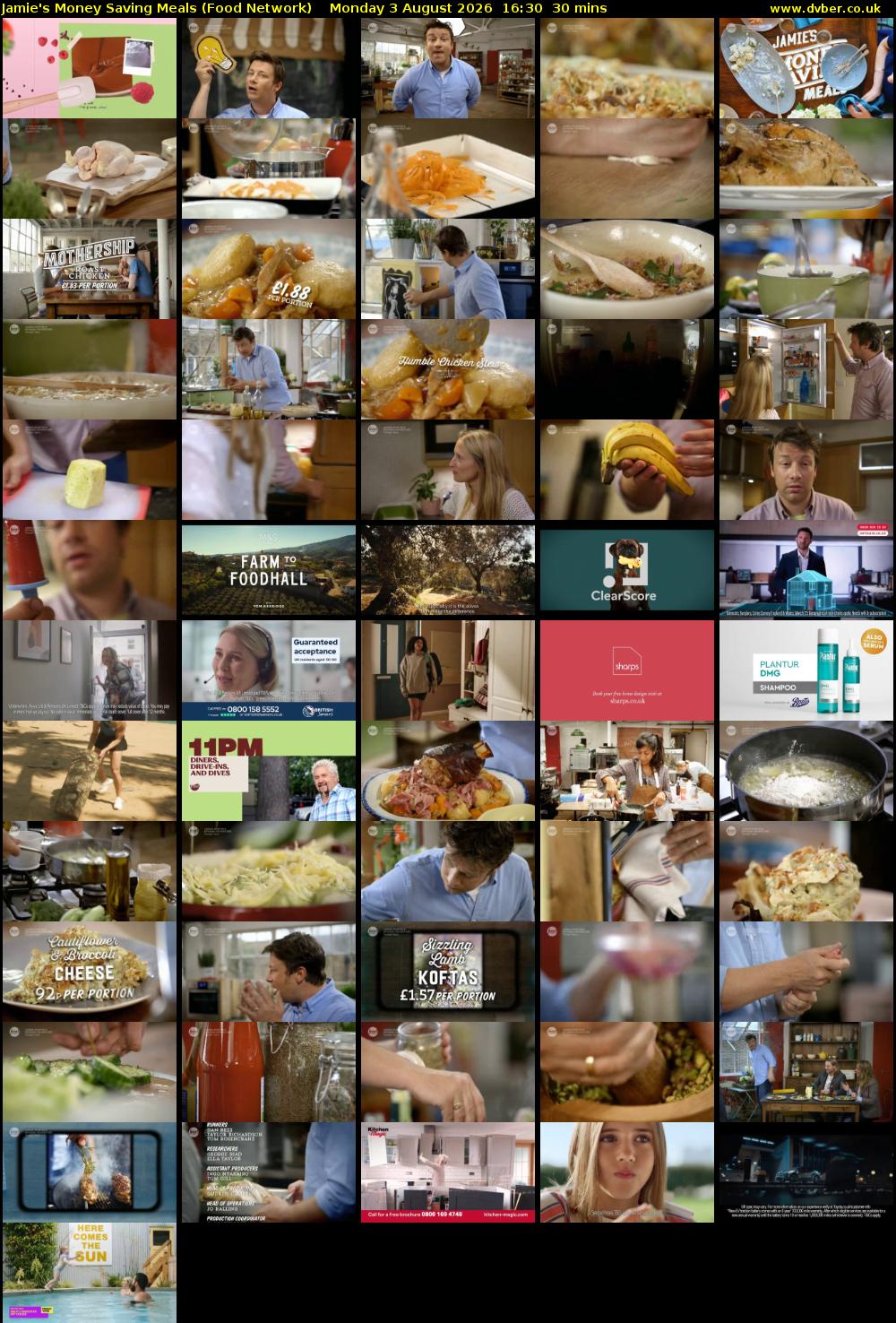 Jamie's Money Saving Meals (Food Network) Monday 3 August 2026 16:30 - 17:00
