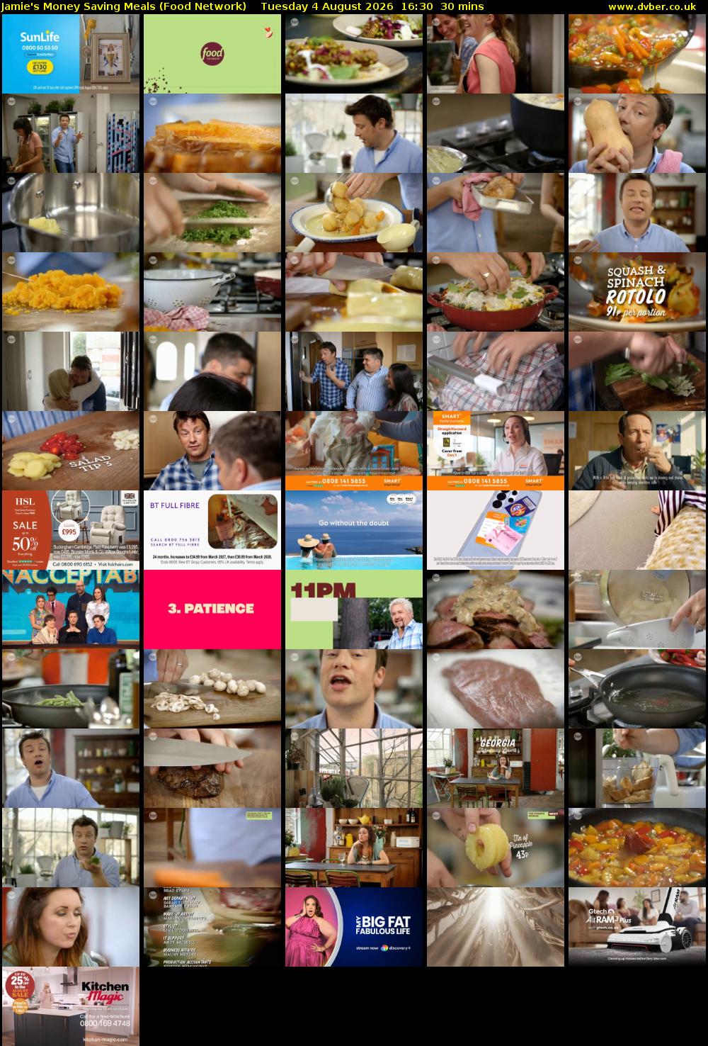 Jamie's Money Saving Meals (Food Network) Tuesday 4 August 2026 16:30 - 17:00
