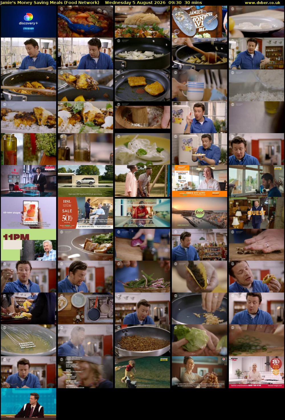 Jamie's Money Saving Meals (Food Network) Wednesday 5 August 2026 09:30 - 10:00