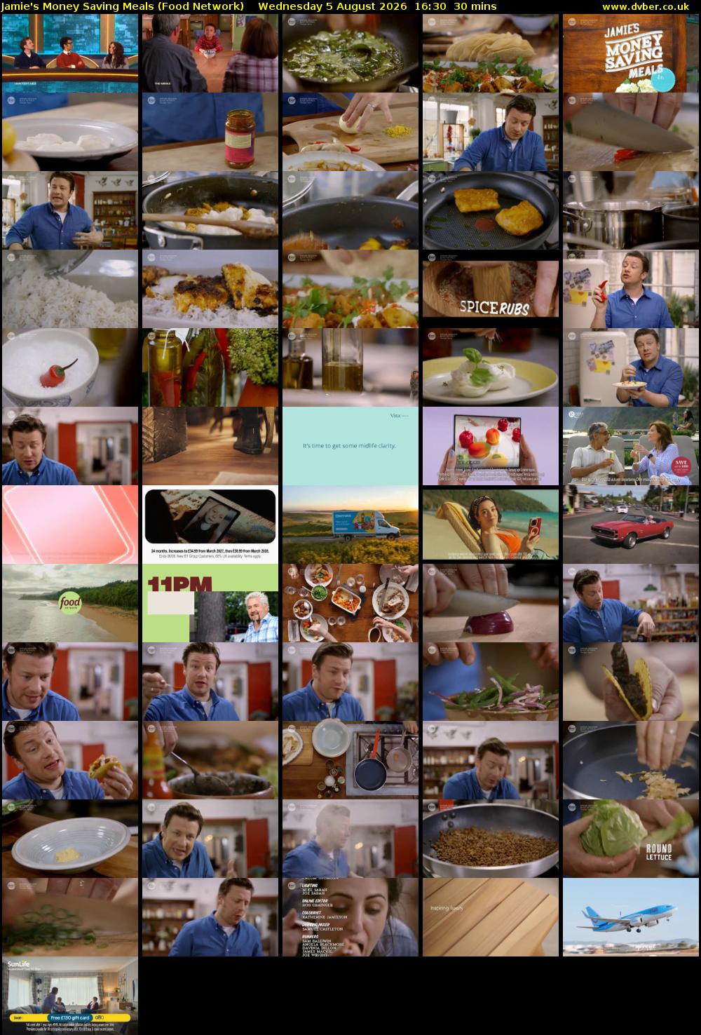 Jamie's Money Saving Meals (Food Network) Wednesday 5 August 2026 16:30 - 17:00