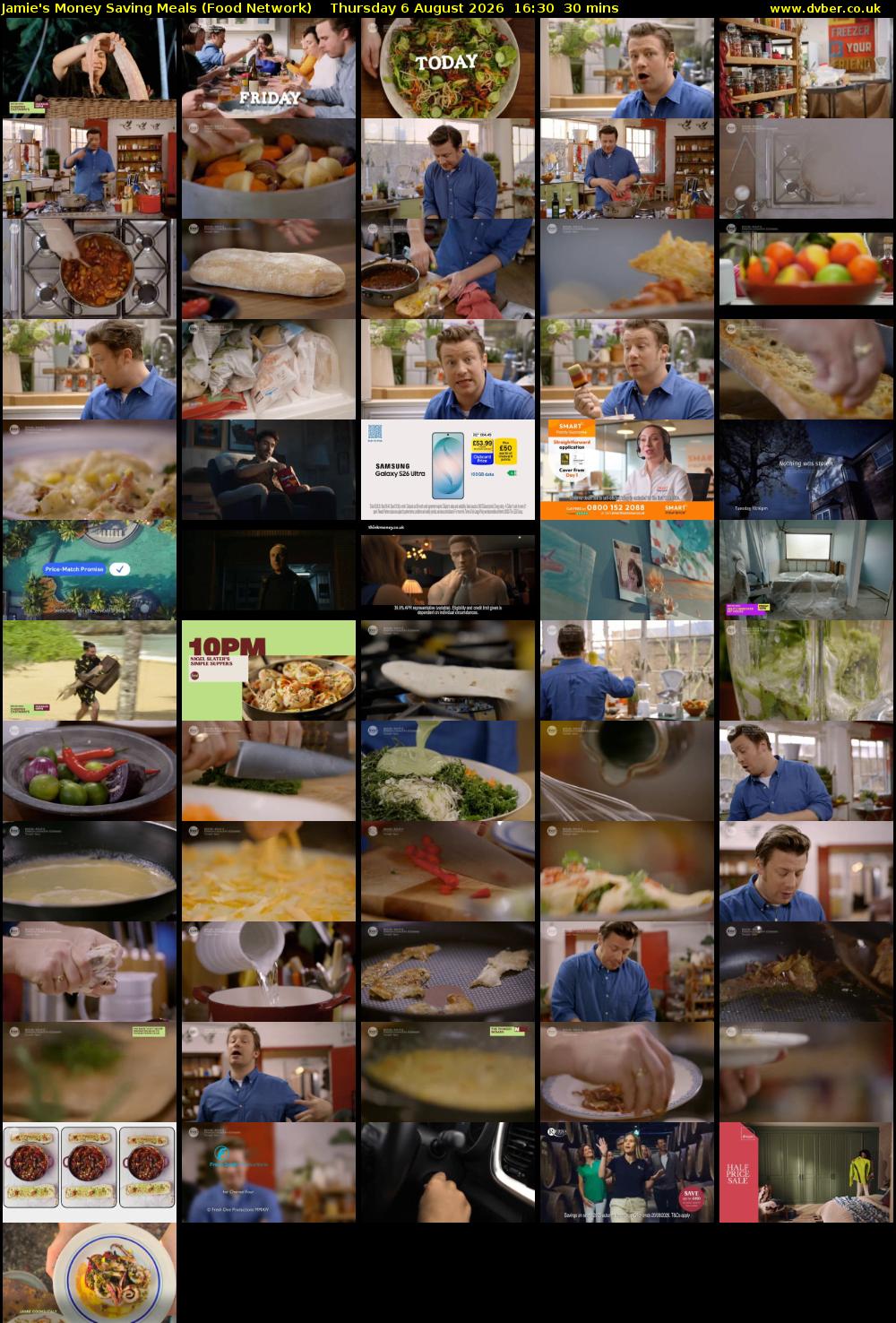 Jamie's Money Saving Meals (Food Network) Thursday 6 August 2026 16:30 - 17:00