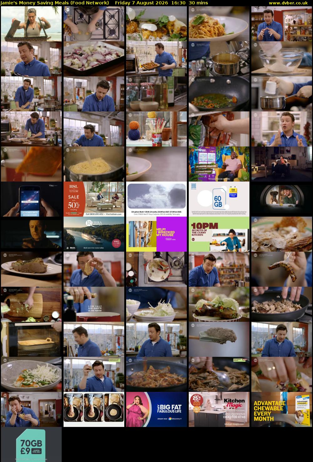 Jamie's Money Saving Meals (Food Network) Friday 7 August 2026 16:30 - 17:00