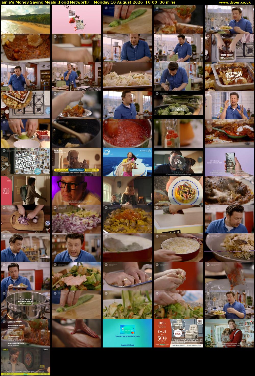 Jamie's Money Saving Meals (Food Network) Monday 10 August 2026 16:00 - 16:30