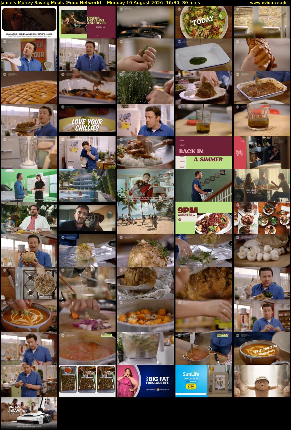 Jamie's Money Saving Meals (Food Network) Monday 10 August 2026 16:30 - 17:00