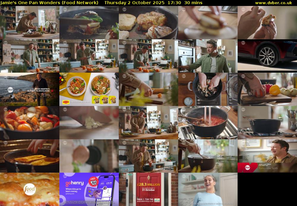 Jamie's One Pan Wonders (Food Network) Thursday 2 October 2025 17:30 - 18:00