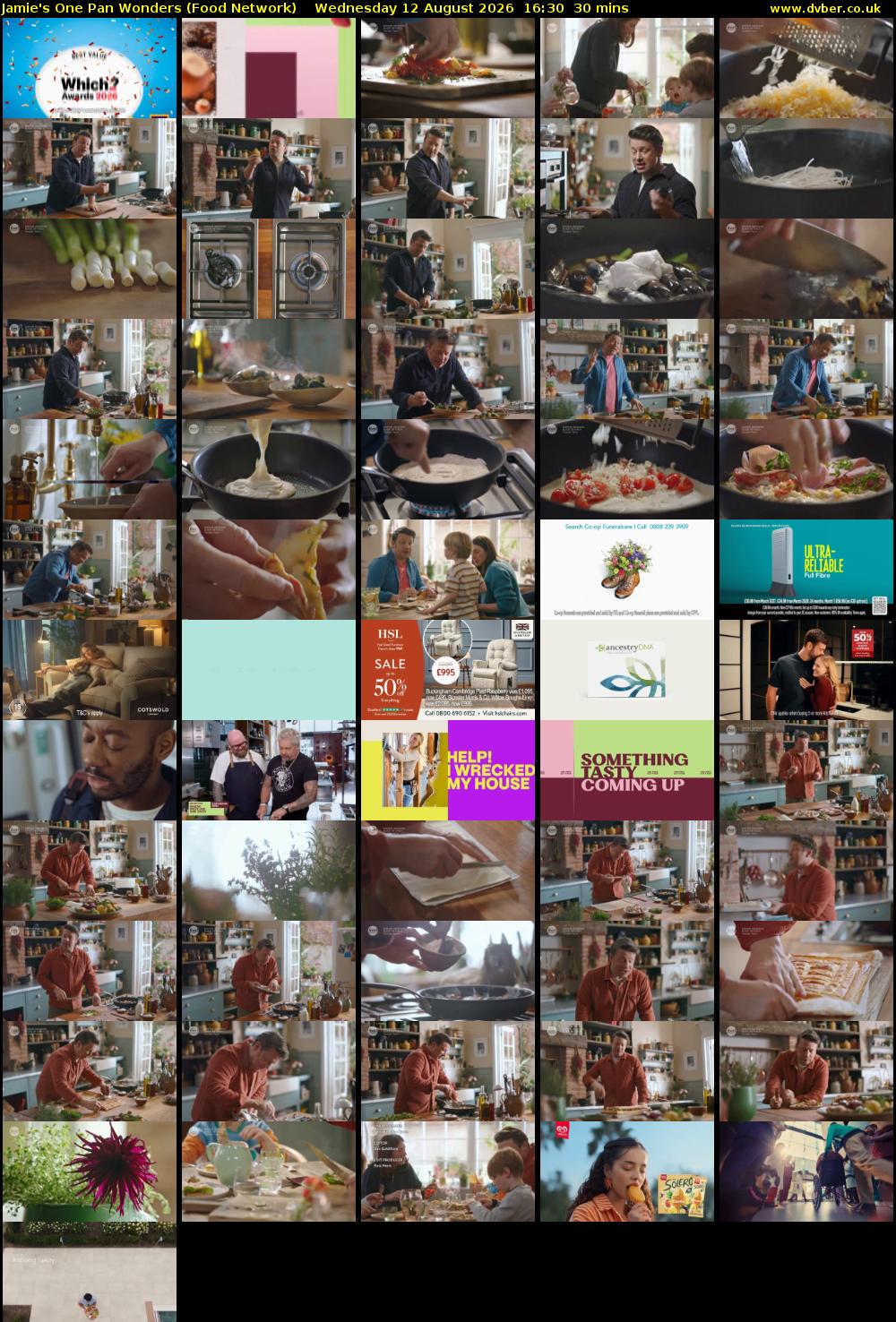 Jamie's One Pan Wonders (Food Network) Wednesday 12 August 2026 16:30 - 17:00