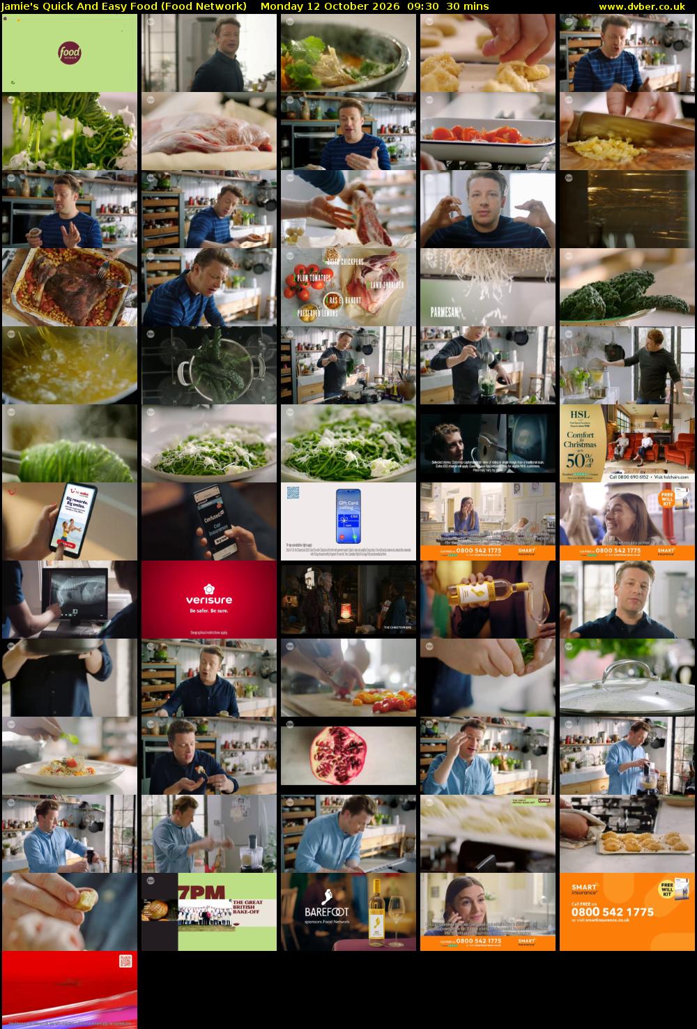 Jamie's Quick And Easy Food (Food Network) Monday 12 October 2026 09:30 - 10:00