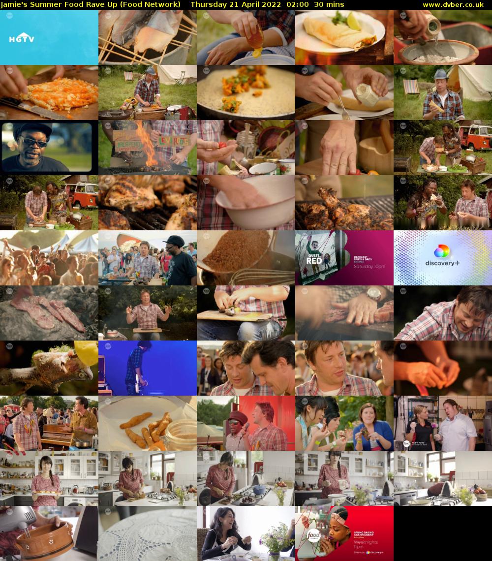 Jamie's Summer Food Rave Up (Food Network) Thursday 21 April 2022 02:00 - 02:30