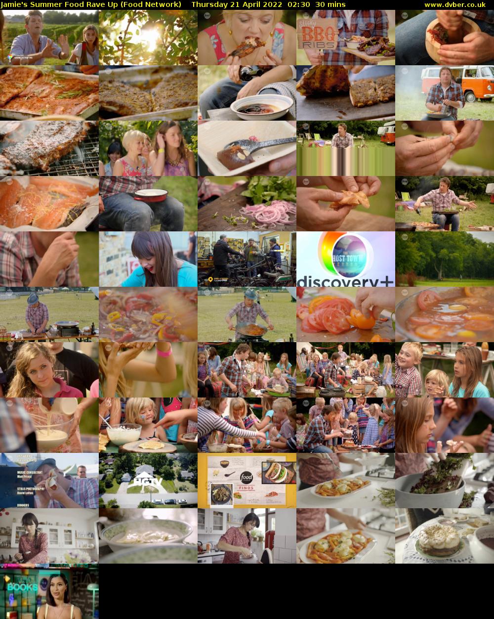 Jamie's Summer Food Rave Up (Food Network) Thursday 21 April 2022 02:30 - 03:00
