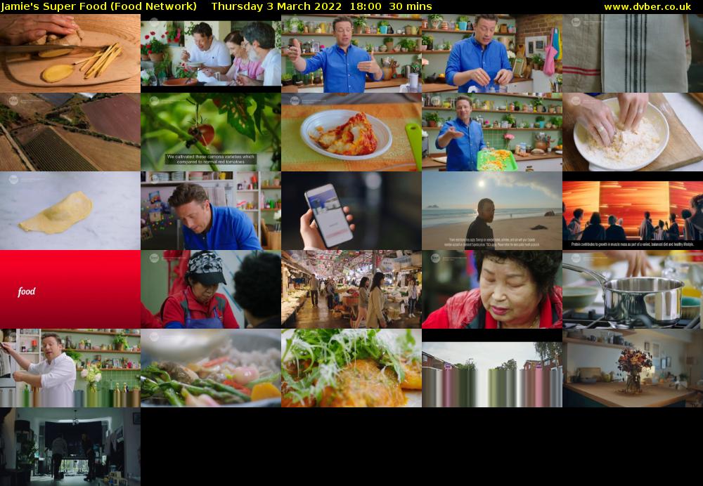 Jamie's Super Food (Food Network) Thursday 3 March 2022 18:00 - 18:30