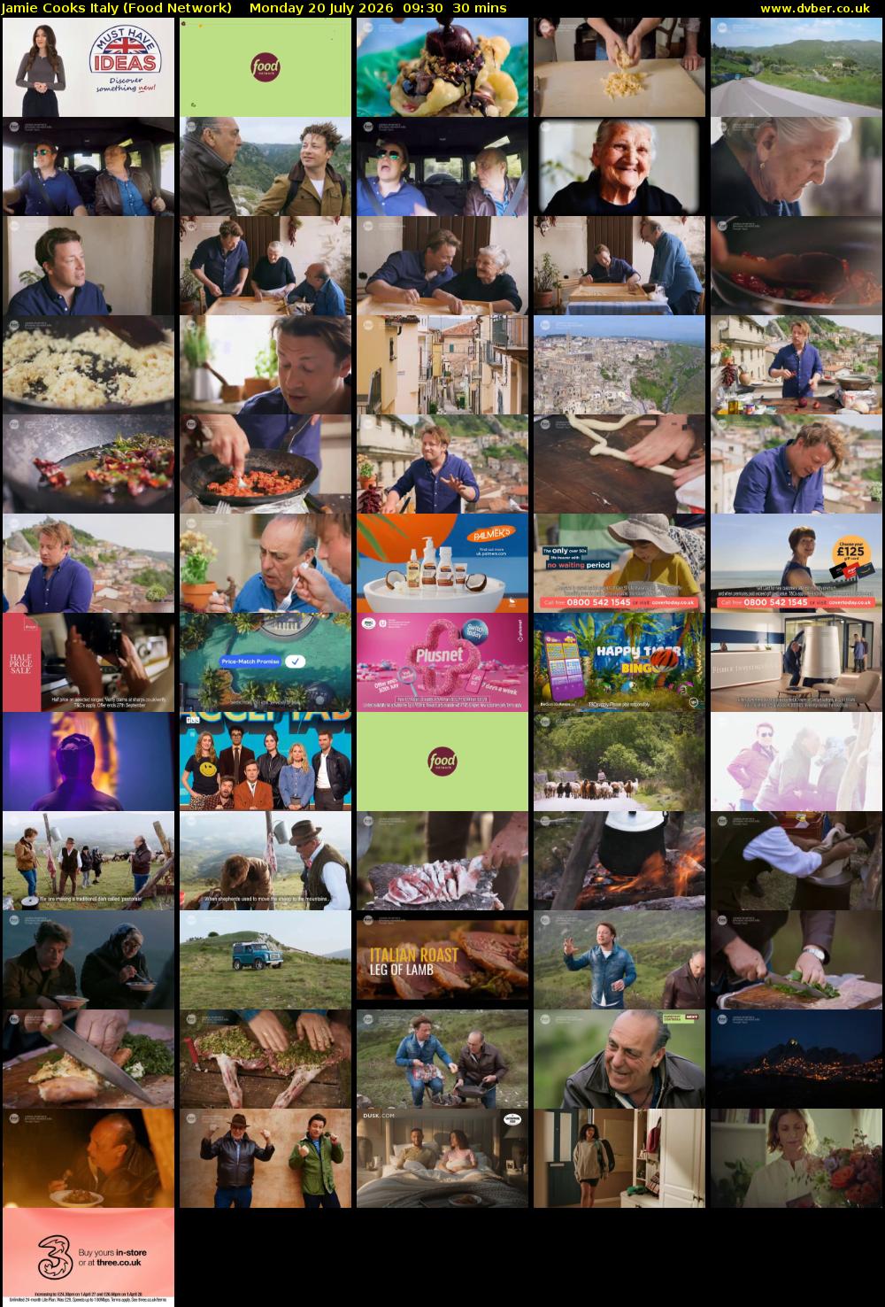 Jamie Cooks Italy (Food Network) Monday 20 July 2026 09:30 - 10:00