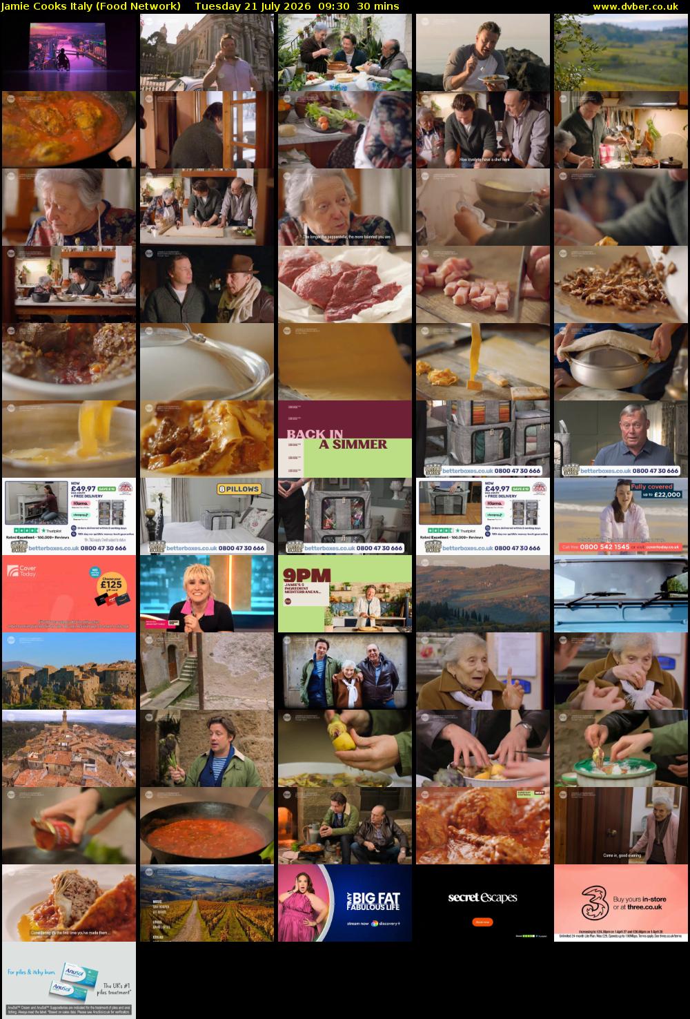 Jamie Cooks Italy (Food Network) Tuesday 21 July 2026 09:30 - 10:00