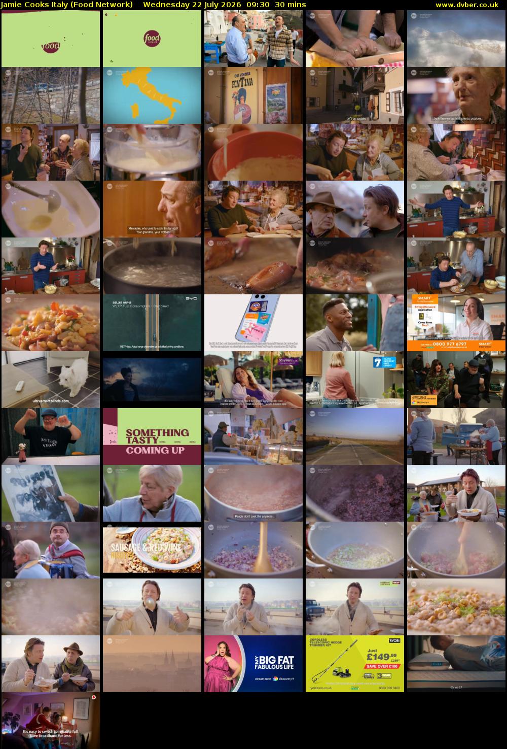 Jamie Cooks Italy (Food Network) Wednesday 22 July 2026 09:30 - 10:00