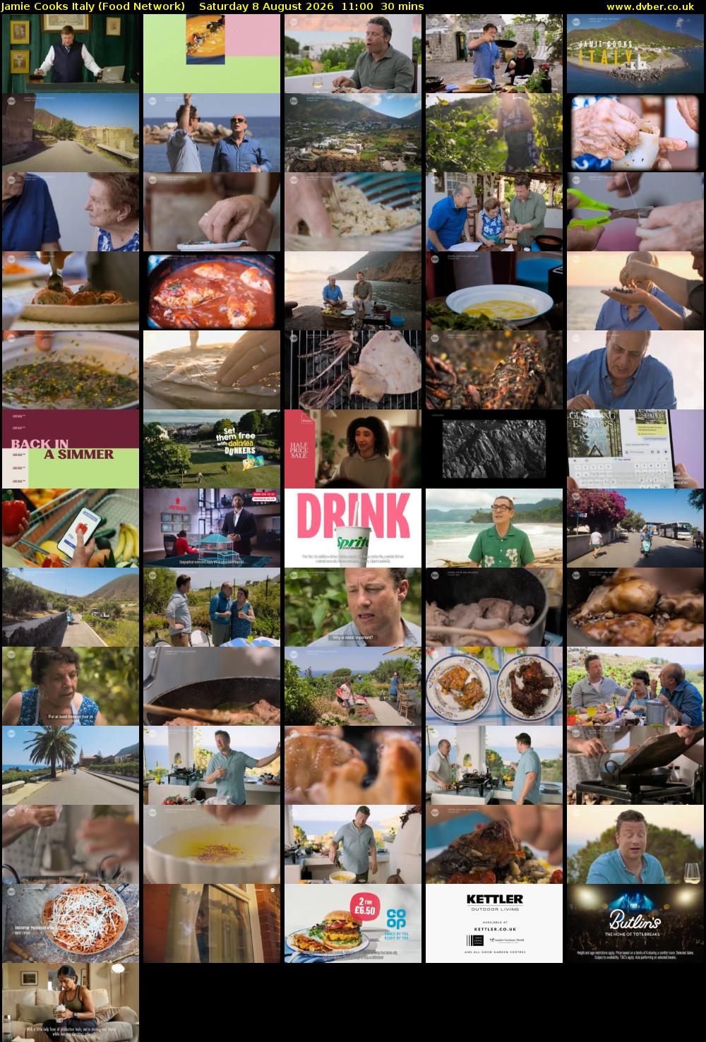 Jamie Cooks Italy (Food Network) Saturday 8 August 2026 11:00 - 11:30