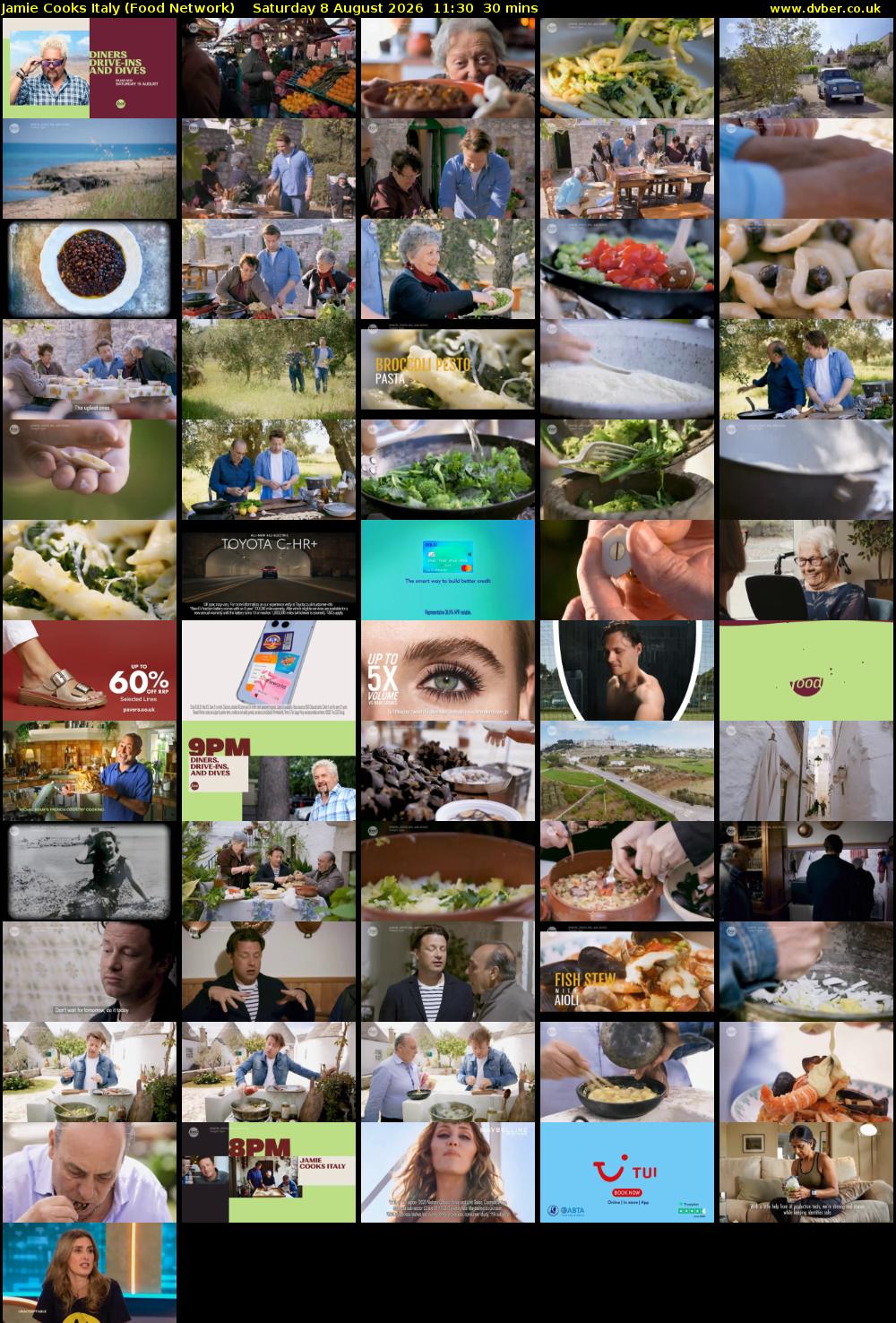 Jamie Cooks Italy (Food Network) Saturday 8 August 2026 11:30 - 12:00