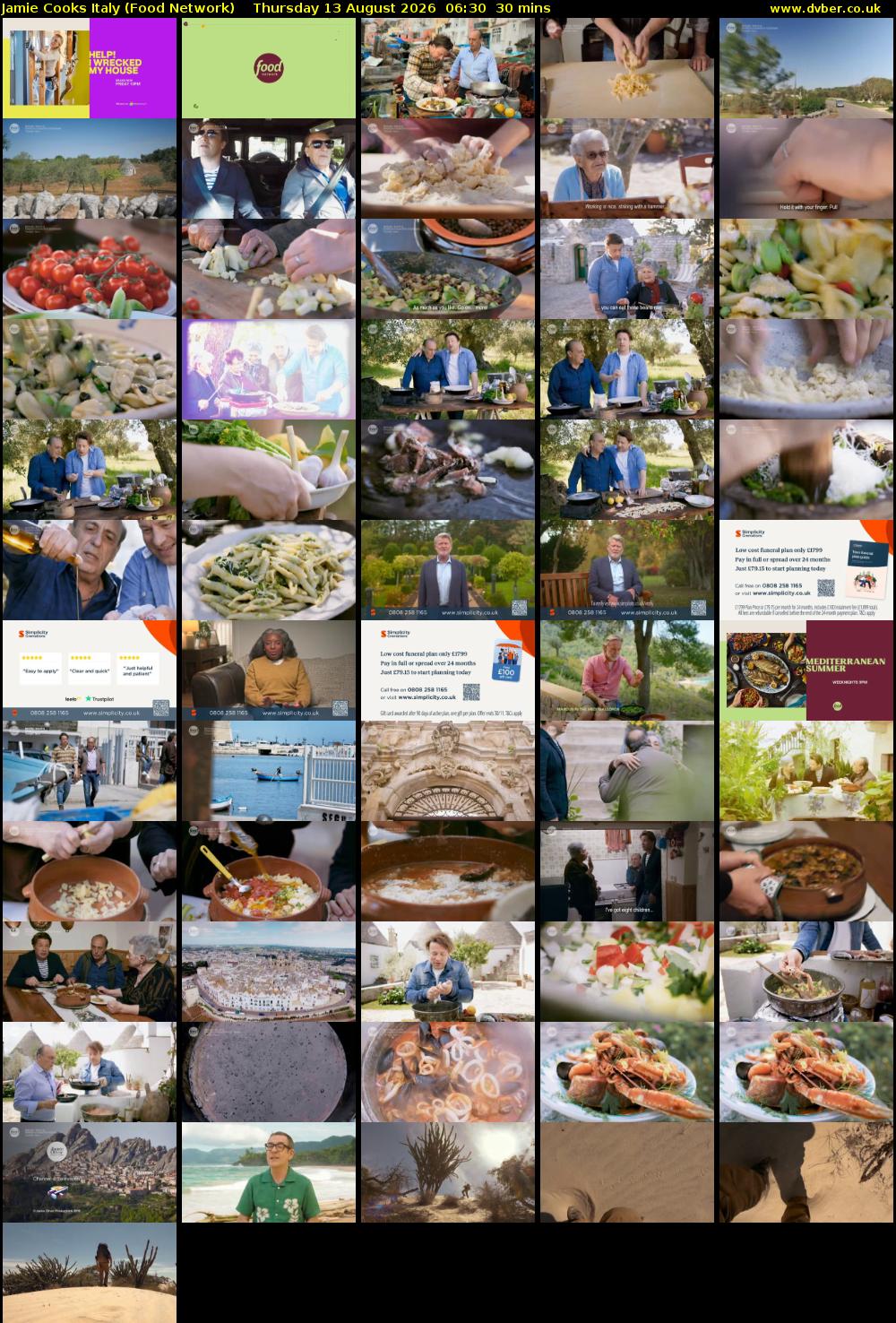 Jamie Cooks Italy (Food Network) Thursday 13 August 2026 06:30 - 07:00