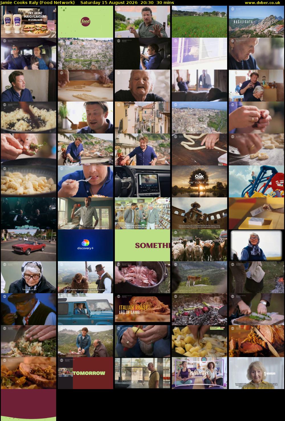 Jamie Cooks Italy (Food Network) Saturday 15 August 2026 20:30 - 21:00