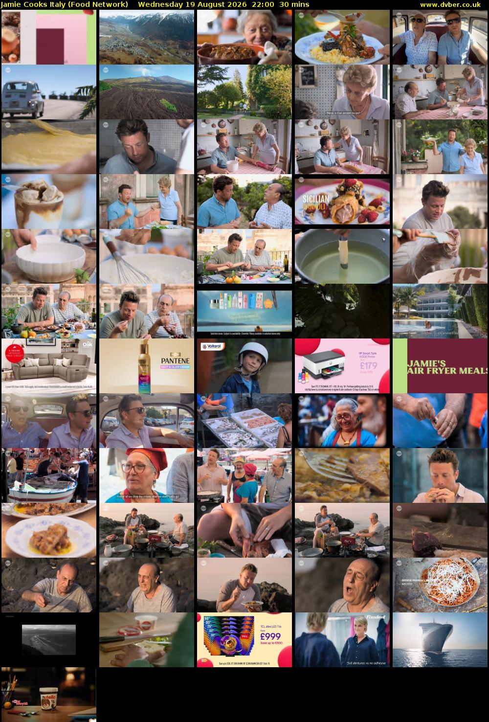 Jamie Cooks Italy (Food Network) Wednesday 19 August 2026 22:00 - 22:30