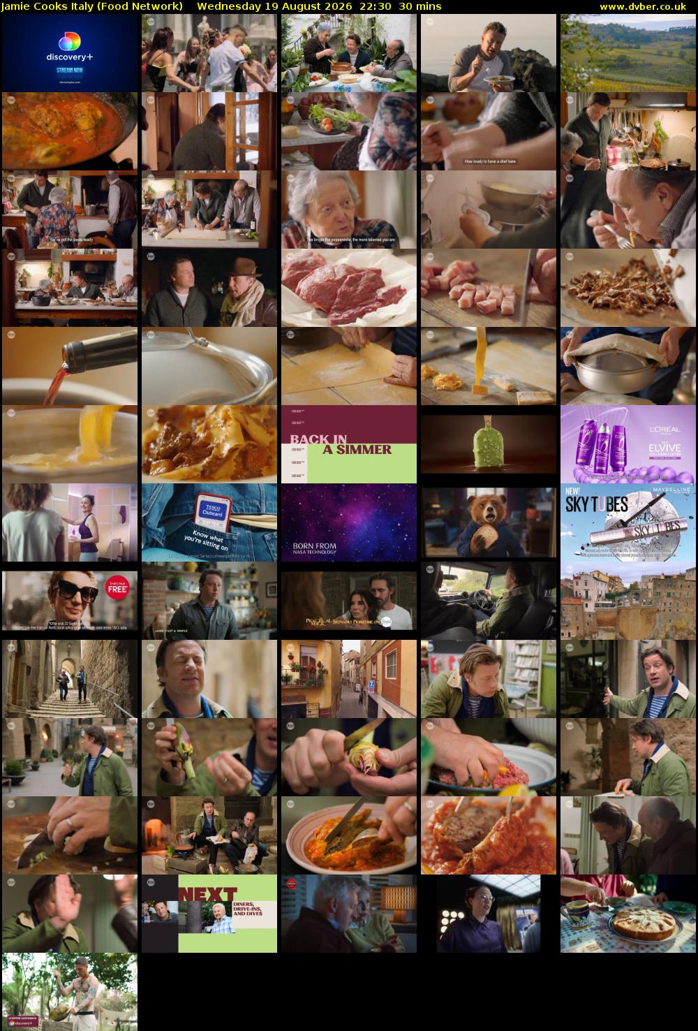 Jamie Cooks Italy (Food Network) Wednesday 19 August 2026 22:30 - 23:00