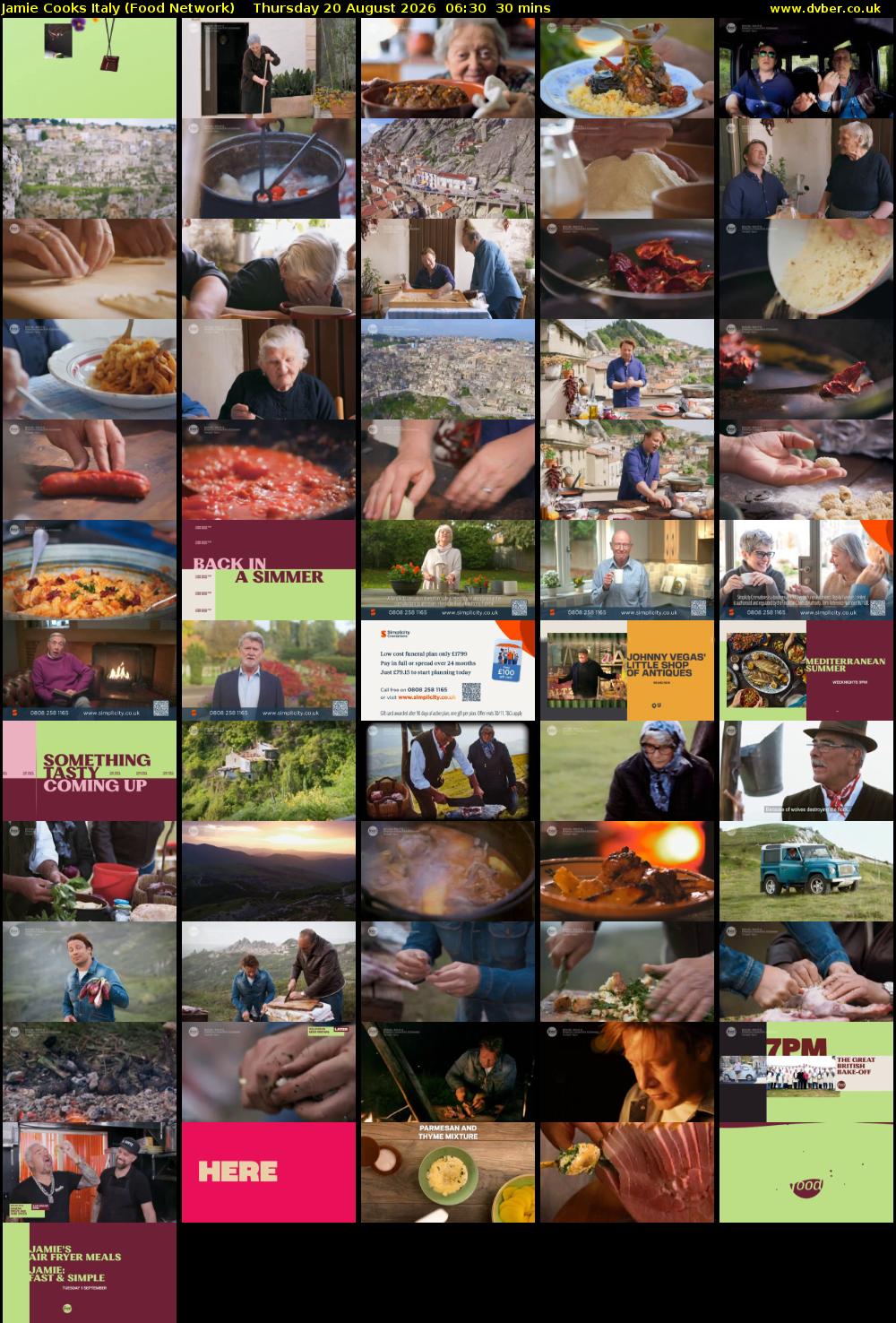 Jamie Cooks Italy (Food Network) Thursday 20 August 2026 06:30 - 07:00