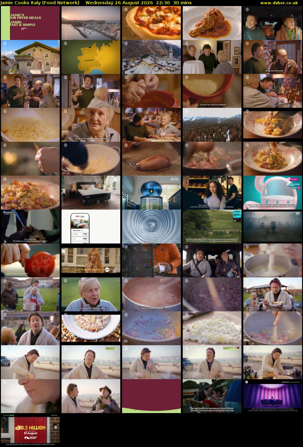 Jamie Cooks Italy (Food Network) Wednesday 26 August 2026 22:30 - 23:00
