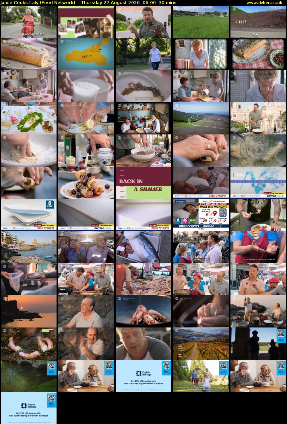 Jamie Cooks Italy (Food Network) Thursday 27 August 2026 06:00 - 06:30