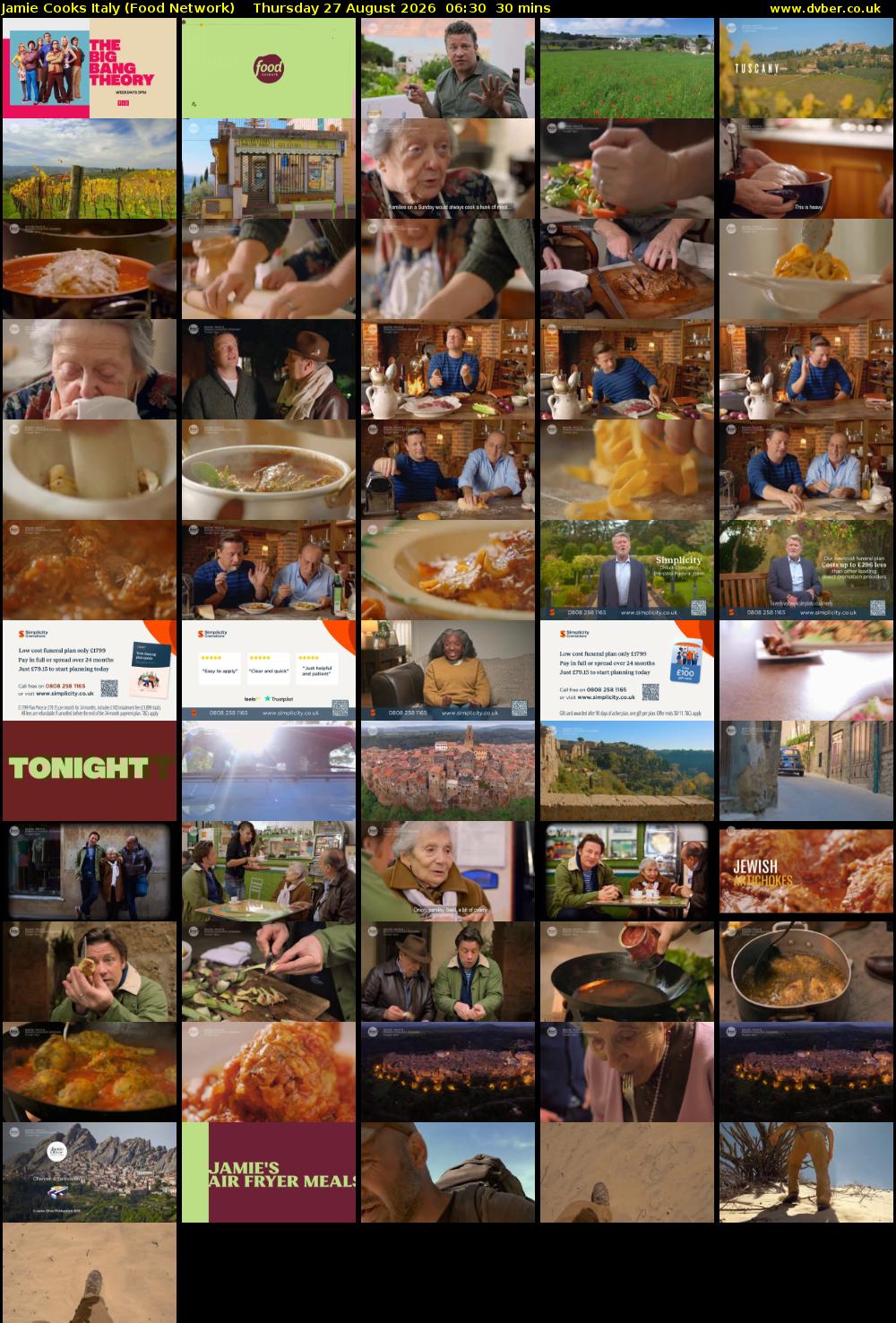 Jamie Cooks Italy (Food Network) Thursday 27 August 2026 06:30 - 07:00