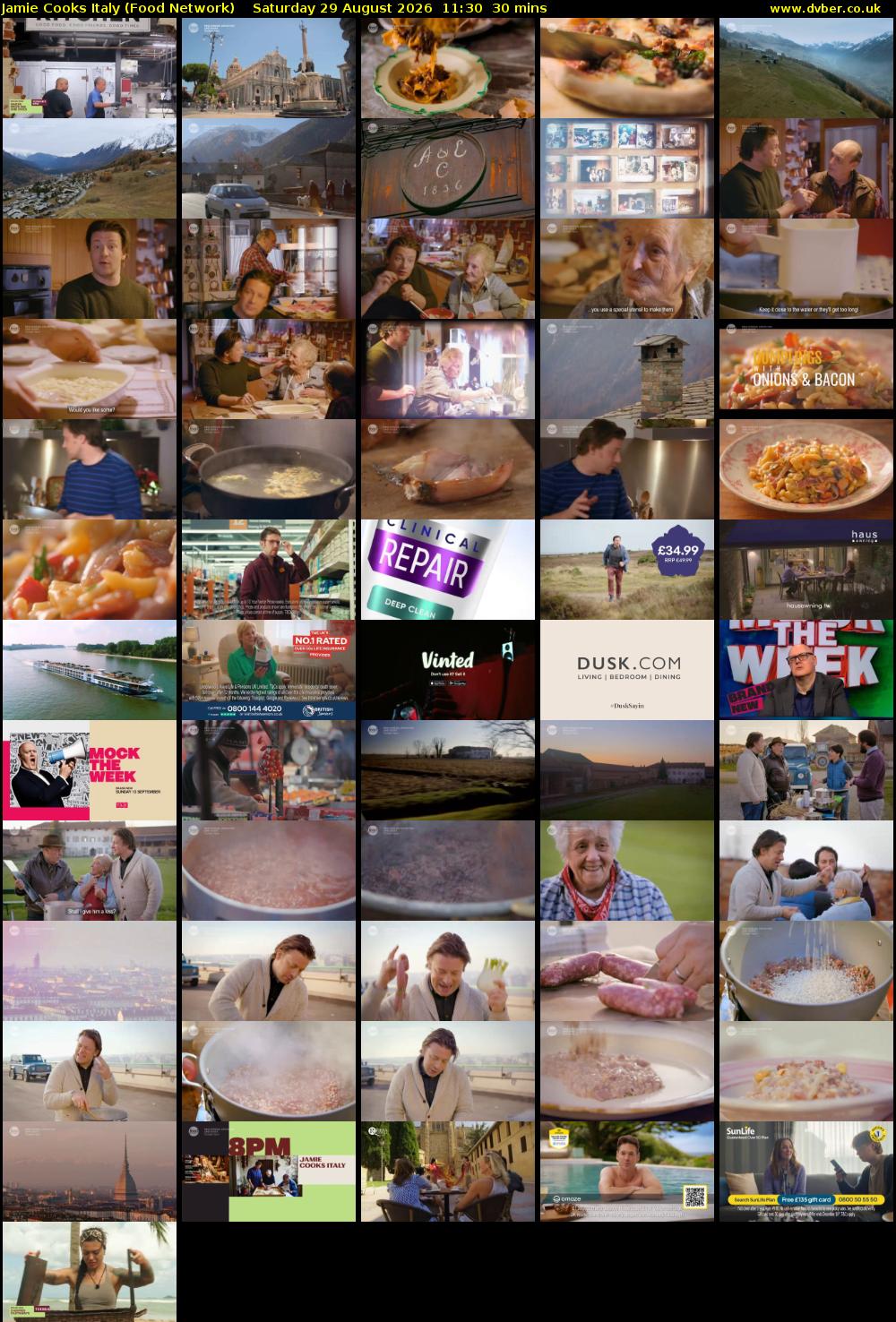 Jamie Cooks Italy (Food Network) Saturday 29 August 2026 11:30 - 12:00