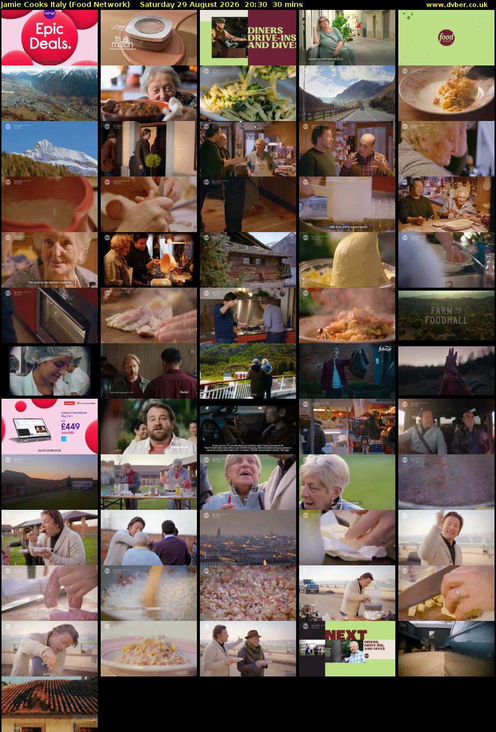 Jamie Cooks Italy (Food Network) Saturday 29 August 2026 20:30 - 21:00