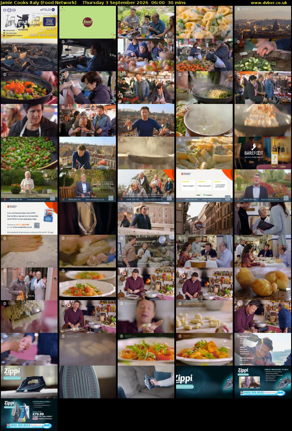 Jamie Cooks Italy (Food Network) Thursday 3 September 2026 06:00 - 06:30