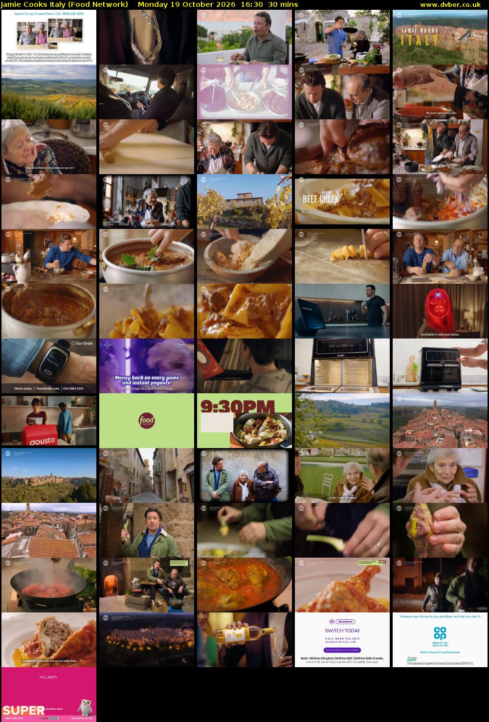 Jamie Cooks Italy (Food Network) Monday 19 October 2026 16:30 - 17:00
