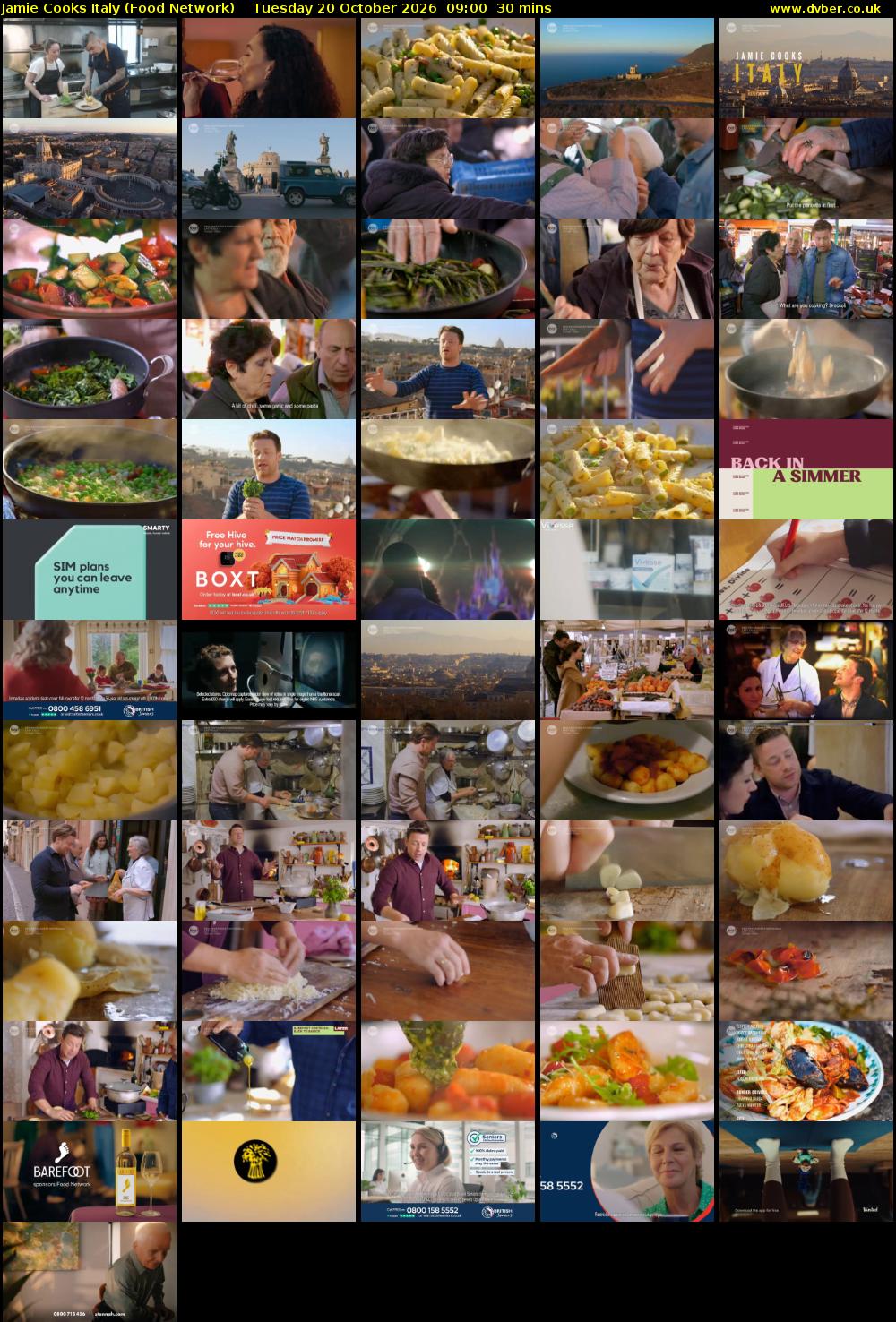 Jamie Cooks Italy (Food Network) Tuesday 20 October 2026 09:00 - 09:30